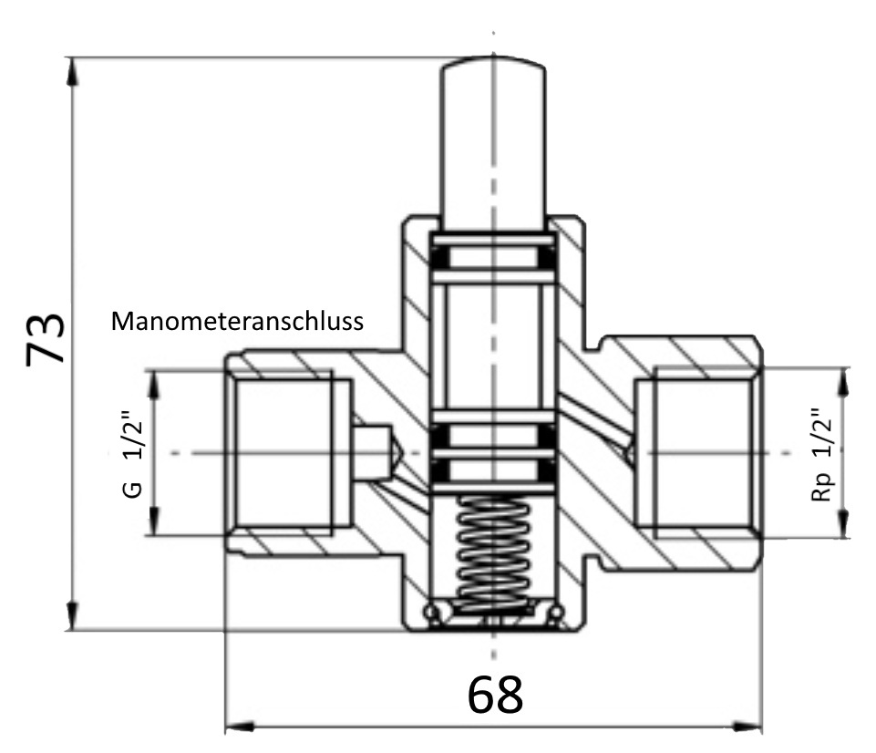 Manometer-Druckknopfhahn Typ MDHK Abmessungen