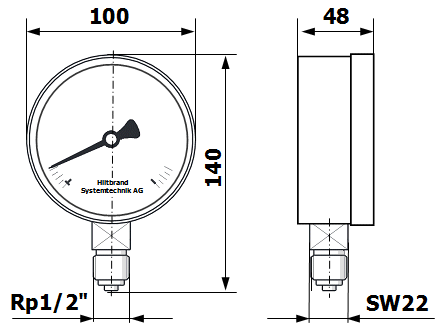 Manomètres Type RFM - Abmessungen